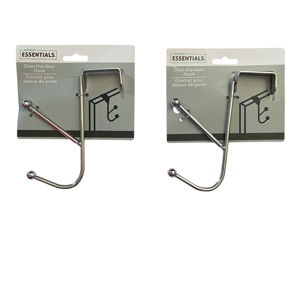 Laundry Essentials Over the Door Hook Chrome Plated Double Hooks Set of 2 Hooks